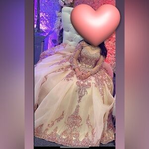 Elegant Pink and Cream Gown